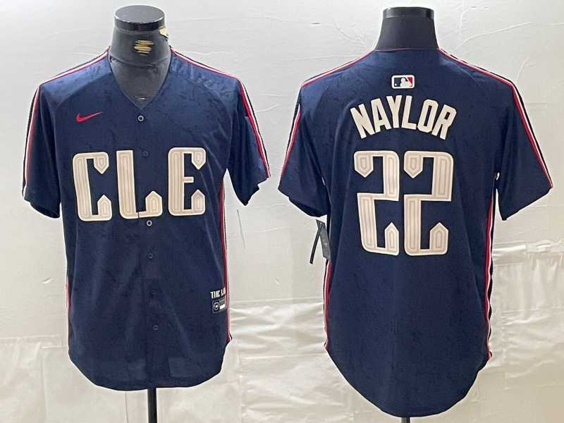 Men%27s Cleveland Guardians #22 Josh Naylor Navy 2024 City Connect Limited Stitched Jersey